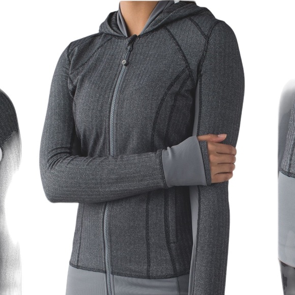 LULULEMON  Daily Practice Herringbone Slate Black Gray Light Hoodie W4166S - Picture 6 of 14